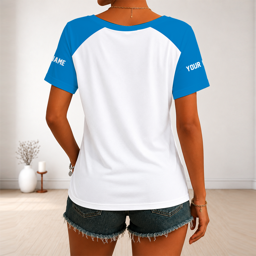 [SPECIAL OFFER] NEW CUSTOMIZED NFL09 LAC LOS ANGELES CHARGERS V-NECK FEMALE SHIRT