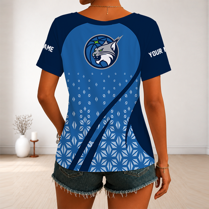 [FAN FAVORITE] NEW CUSTOMIZED WNBA09 MNL MINNESOTA LYNX V-NECK FEMALE SHIRT