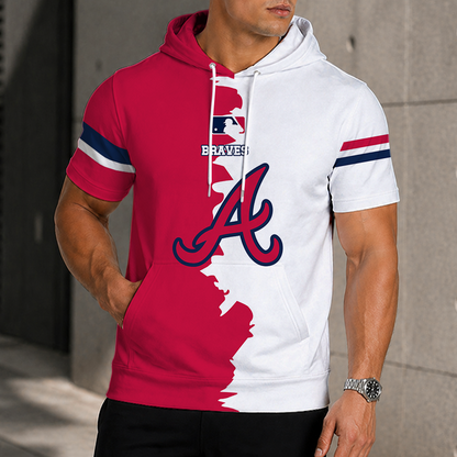 LIMITED EDITION - NEW CUSTOMIZED MLB09 ABS ATLANTA BRAVES SHORT SLEEVE HOODIE