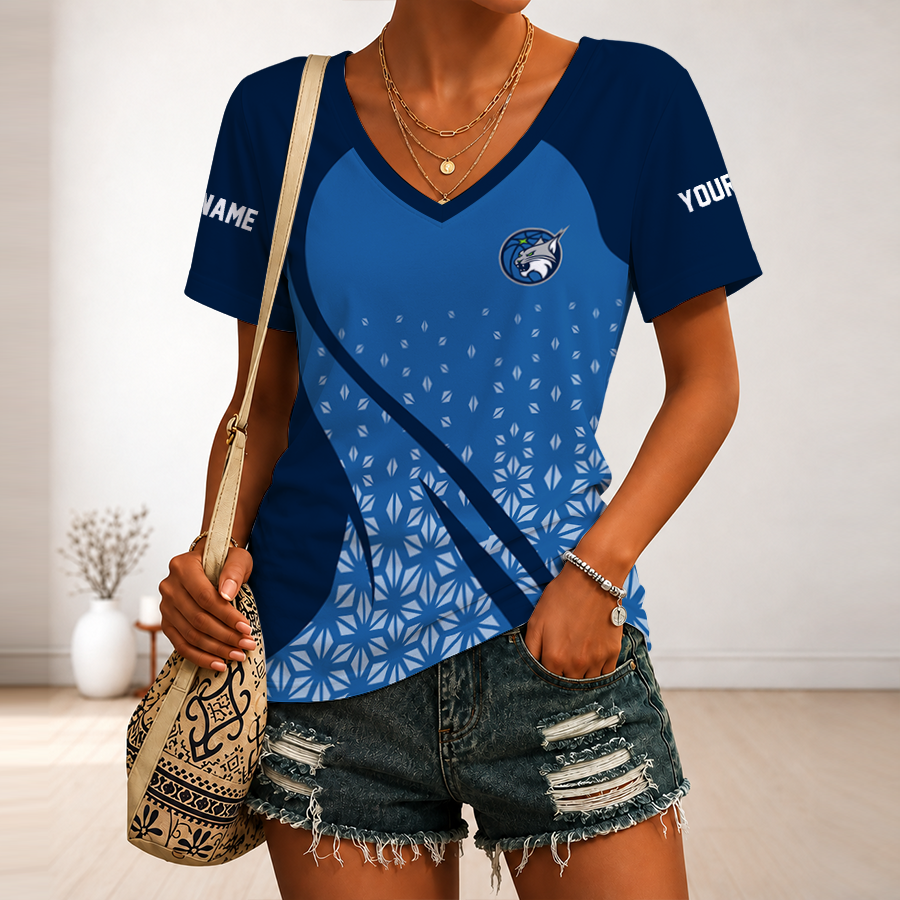 [FAN FAVORITE] NEW CUSTOMIZED WNBA09 MNL MINNESOTA LYNX V-NECK FEMALE SHIRT