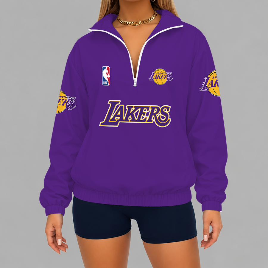 [HOT DEAL] NEW CUSTOMIZED NBA09 LLA LOS ANGELES LAKERS V-NECK ZIPPER SWEATSHIRT JACKET