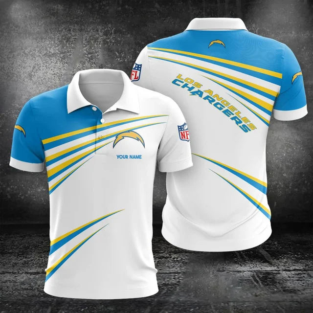 VIRAL EDITION - NEW CUSTOMIZED NFL09 LAC LOS ANGELES CHARGERS POLO, T-SHIRT & SHORT PANTS SET