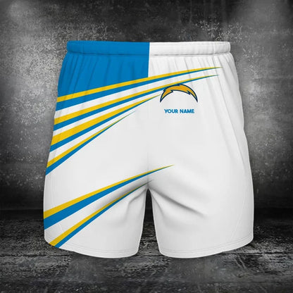 VIRAL EDITION - NEW CUSTOMIZED NFL09 LAC LOS ANGELES CHARGERS POLO, T-SHIRT & SHORT PANTS SET