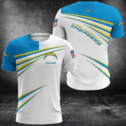 VIRAL EDITION - NEW CUSTOMIZED NFL09 LAC LOS ANGELES CHARGERS POLO, T-SHIRT & SHORT PANTS SET