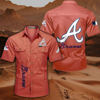 LIMITED EDITION - NEW CUSTOMIZED MLB09 ABS ATLANTA BRAVES MEN'S CARGO SHIRT