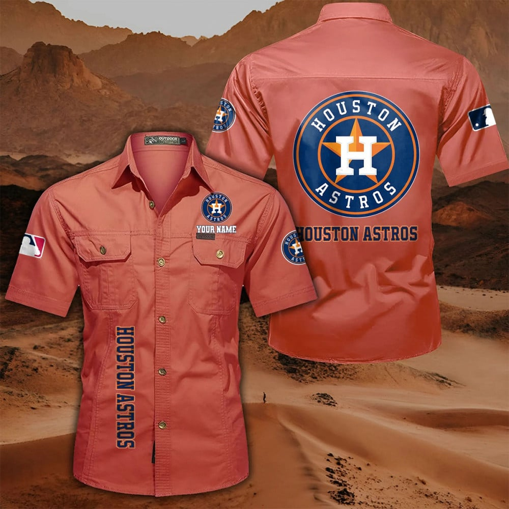 LIMITED EDITION - NEW CUSTOMIZED MLB10 HAS HOUSTON ASTROS MEN'S CARGO SHIRT