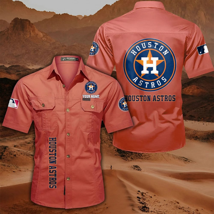 LIMITED EDITION - NEW CUSTOMIZED MLB10 HAS HOUSTON ASTROS MEN'S CARGO SHIRT