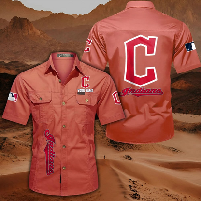 LIMITED EDITION - NEW CUSTOMIZED MLB13 CGS CLEVELAND GUARDIANS MEN'S CARGO SHIRT