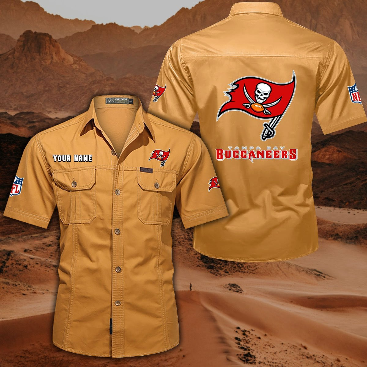 SPECIAL EDITION - NEW CUSTOMIZED NFL10 TBB TAMPA BAY BUCCANEERS MUTICOLOR MEN'S CARGO SHIRT