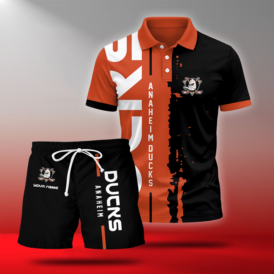 LIMITED EDITION - NEW CUSTOMIZED NHL09 AHD ANAHEIM DUCKS POLO & SHORT PANTS SET
