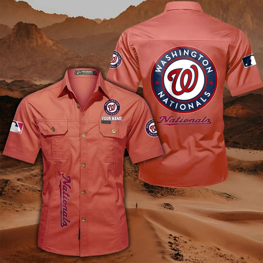 LIMITED EDITION - NEW CUSTOMIZED MLB28 WNS WASHINGTON NATIONALS MEN'S CARGO SHIRT