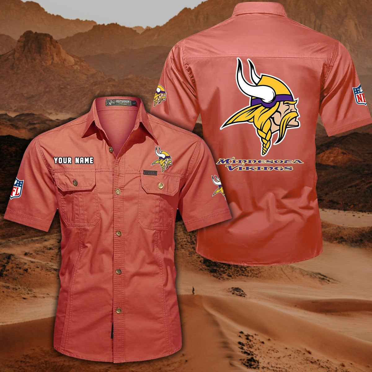 SPECIAL EDITION - NEW CUSTOMIZED NFL05 MVK MINNESOTA VIKINGS MUTICOLOR MEN'S CARGO SHIRT