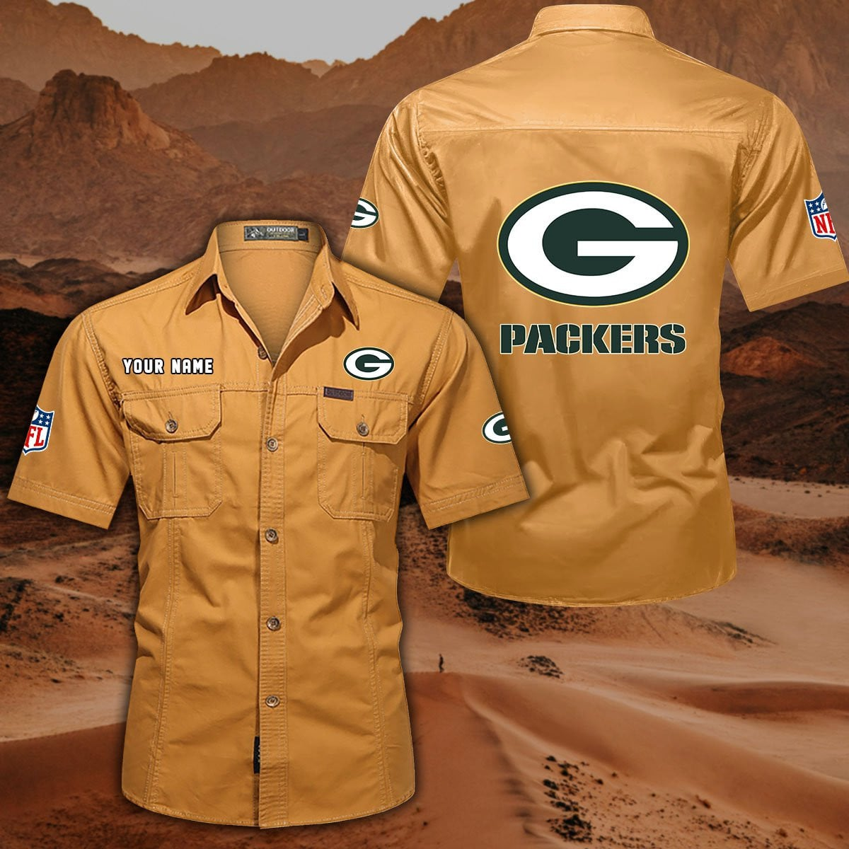 SPECIAL EDITION - NEW CUSTOMIZED NFL08 GBP GREEN BAY PACKERS MUTICOLOR MEN'S CARGO SHIRT