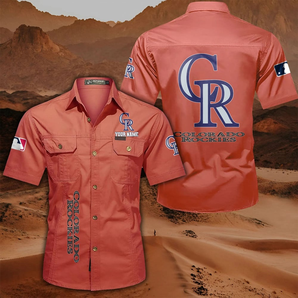 LIMITED EDITION - NEW CUSTOMIZED MLB30 COR COLORADO ROCKIES MEN'S CARGO SHIRT