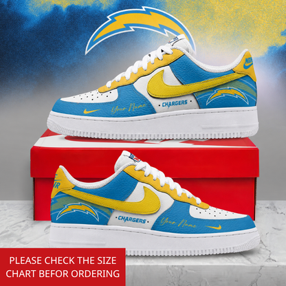 LIMITED EDITION - NEW CUSTOMIZED NFL09 LAC LOS ANGELES CHARGERS AF1 SHOES