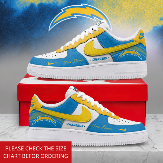 LIMITED EDITION - NEW CUSTOMIZED NFL09 LAC LOS ANGELES CHARGERS AF1 SHOES