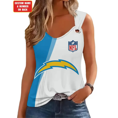 [SPECIAL OFFER] NEW CUSTOMIZED NFL09 LAC LOS ANGELES CHARGERS O-RING SHOULDER TANK TOP