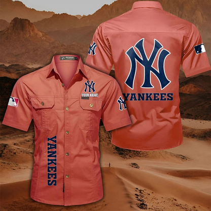 LIMITED EDITION - NEW CUSTOMIZED MLB01 NYY NEW YORK YANKEES MEN'S CARGO SHIRT