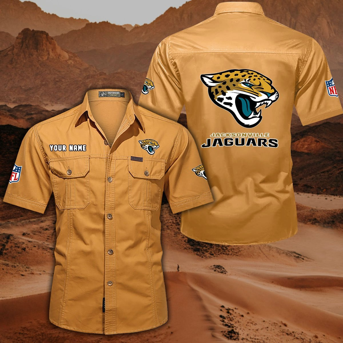 SPECIAL EDITION - NEW CUSTOMIZED NFL30 JSJ JACKSONVILLE JAGUARS MUTICOLOR MEN'S CARGO SHIRT