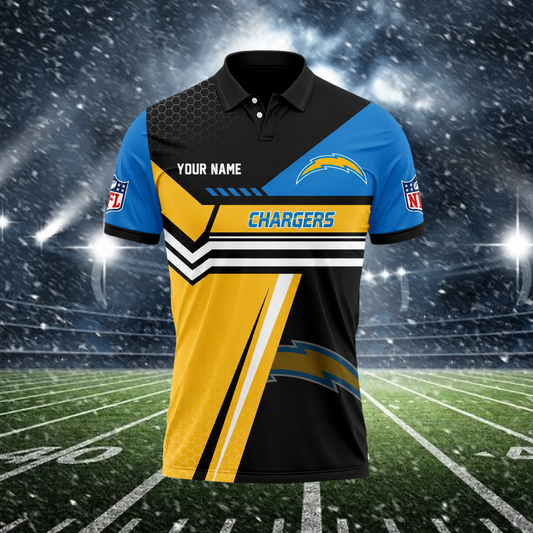 LIMITED EDITION - NEW CUSTOMIZED NFL09 LAC LOS ANGELES CHARGERS POLO SHIRT