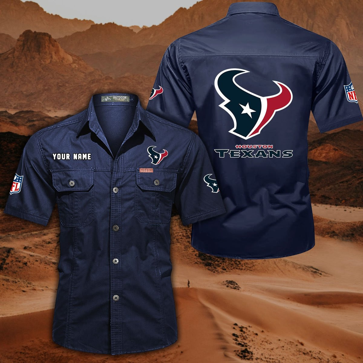 SPECIAL EDITION - NEW CUSTOMIZED NFL15 HTT HOUSTON TEXANS MUTICOLOR MEN'S CARGO SHIRT