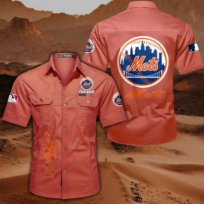 LIMITED EDITION - NEW CUSTOMIZED MLB17 NYM NEW YORK METS MEN'S CARGO SHIRT