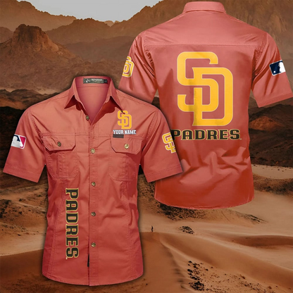 LIMITED EDITION - NEW CUSTOMIZED MLB18 SDP SAN DIEGO PADRES MEN'S CARGO SHIRT