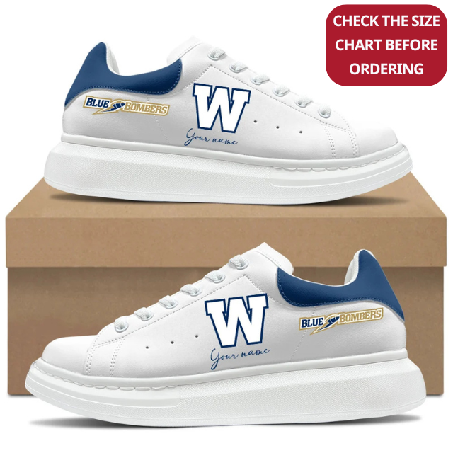 [FAN EXCLUSIVE] NEW CUSTOMIZED CFL09 WPG WINNIPEG BLUE BOMBERS MCQUEEN SHOES
