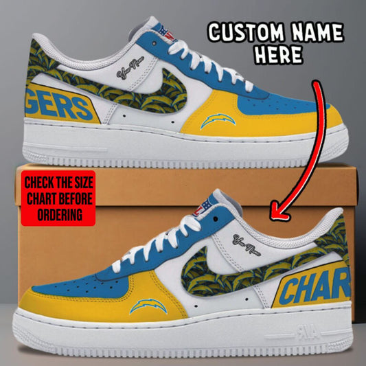 LIMITED EDITION - NEW CUSTOMIZED NFL09 LAC LOS ANGELES CHARGERS AF1 SNEAKERS