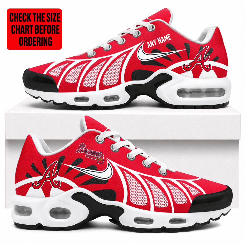 LIMITED EDITION - NEW CUSTOMIZED MLB09 ABS ATLANTA BRAVES AIR MAX PLUS SNEAKERS