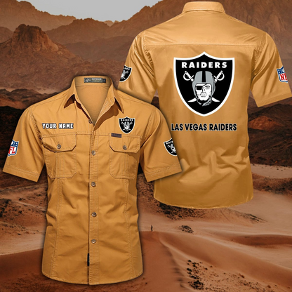 SPECIAL EDITION - NEW CUSTOMIZED NFL07 LVR LAS VEGAS RAIDERS MUTICOLOR MEN'S CARGO SHIRT