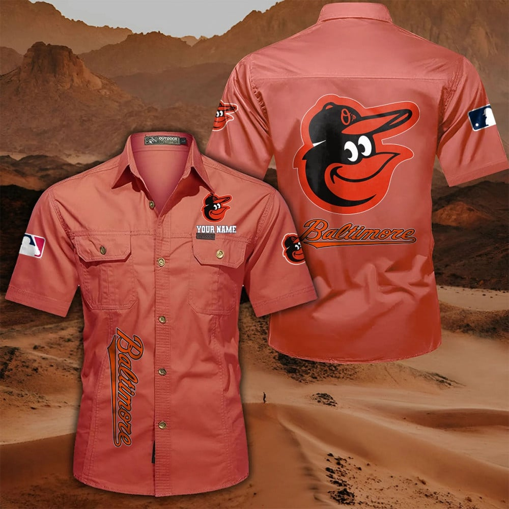 LIMITED EDITION - NEW CUSTOMIZED MLB25 BOS BALTIMORE ORIOLES MEN'S CARGO SHIRT