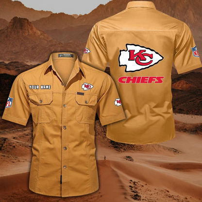 SPECIAL EDITION - NEW CUSTOMIZED NFL01 KCC KANSAS CITY CHIEFS MUTICOLOR MEN'S CARGO SHIRT
