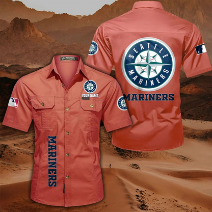 LIMITED EDITION - NEW CUSTOMIZED MLB14 SMS SEATTLE MARINERS MEN'S CARGO SHIRT