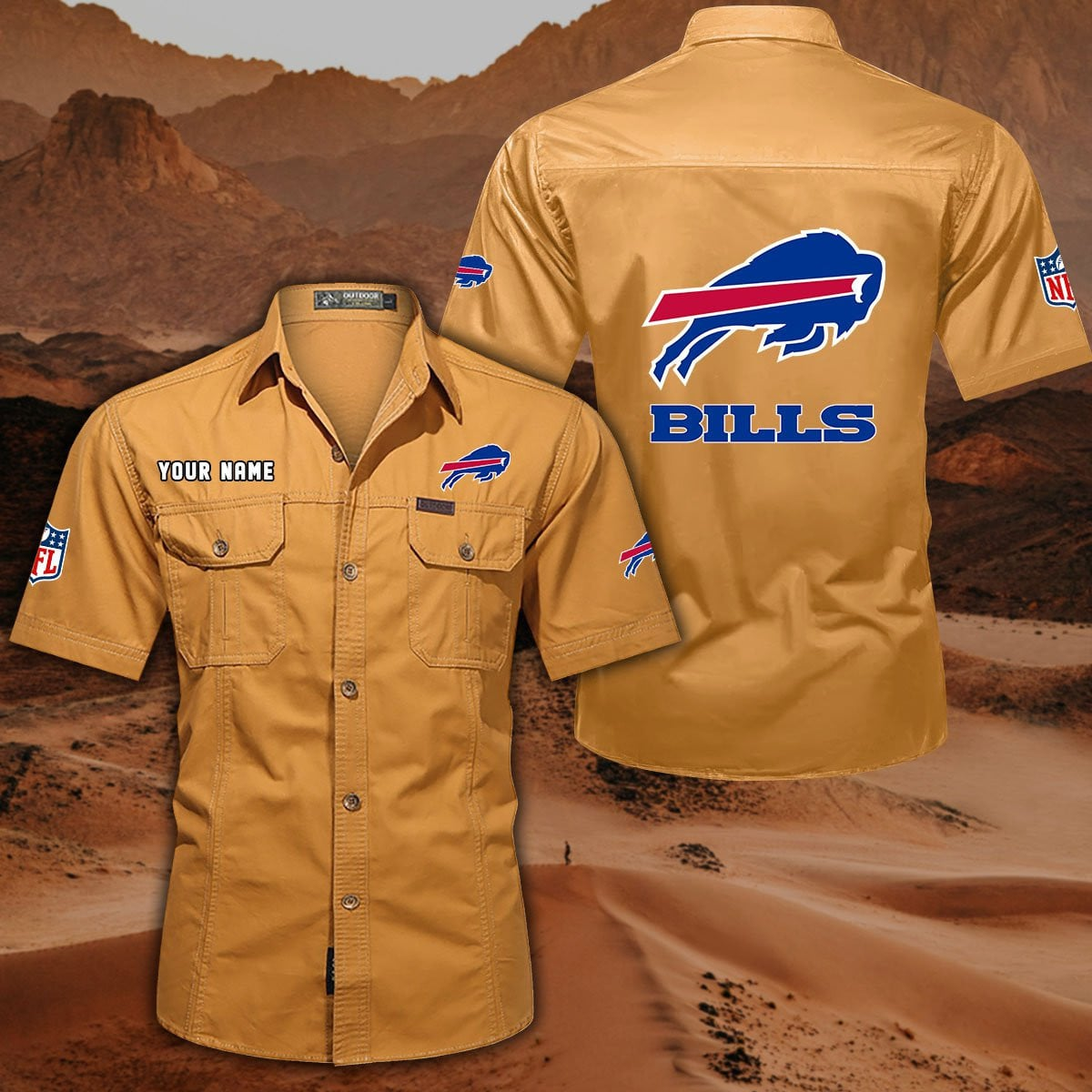 SPECIAL EDITION - NEW CUSTOMIZED NFL03 BFB BUFFALO BILLS MUTICOLOR MEN'S CARGO SHIRT