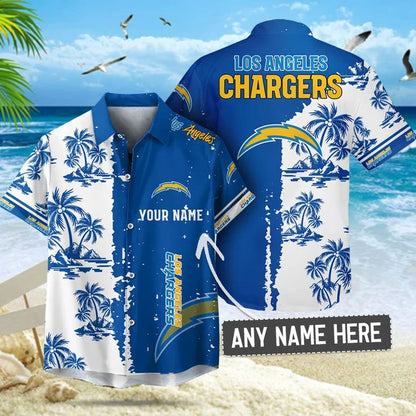 LIMITED EDITION - NEW CUSTOMIZED NFL09 LAC LOS ANGELES CHARGERS UNISEX HAWAIIAN SHIRT & SHORTS SET