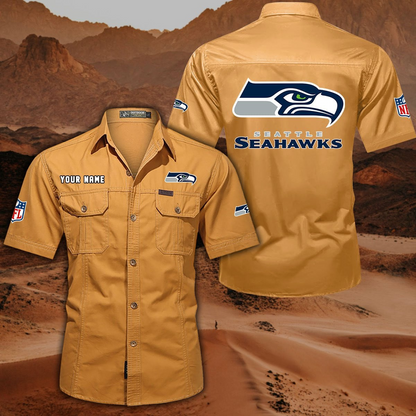 SPECIAL EDITION - NEW CUSTOMIZED NFL06 SSH SEATTLE SEAHAWKS MUTICOLOR MEN'S CARGO SHIRT