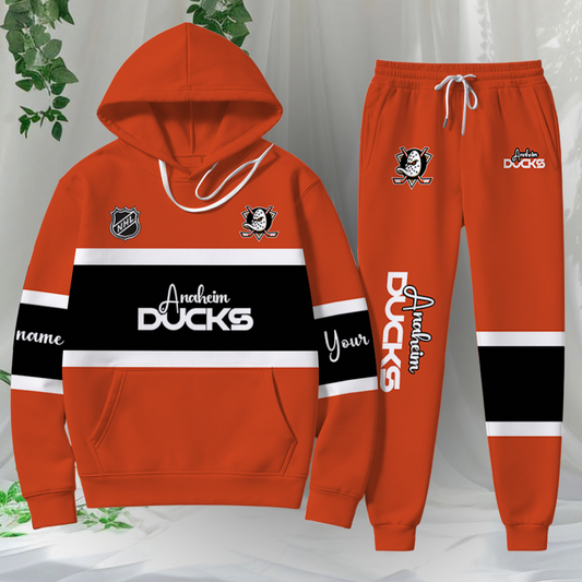 LIMITED EDITION - NEW CUSTOMIZED NHL09 AHD ANAHEIM DUCKS HOODIE & SWEATPANTS SET