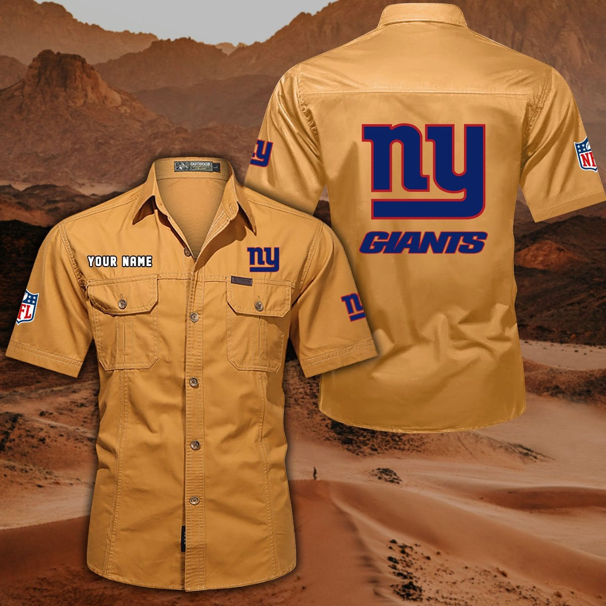 SPECIAL EDITION - NEW CUSTOMIZED NFL32 NYG NEW YORK GIANTS MUTICOLOR MEN'S CARGO SHIRT