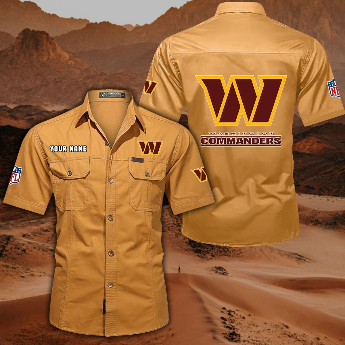 SPECIAL EDITION - NEW CUSTOMIZED NFL12 WTC WASHINGTON COMMANDERS MUTICOLOR MEN'S CARGO SHIRT