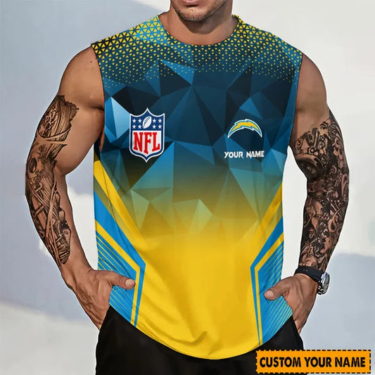 LIMITED EDITION - NEW CUSTOMIZED NFL09 LAC LOS ANGELES CHARGERS MEN'S GYM SHIRT