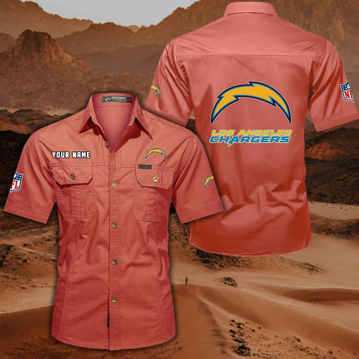 SPECIAL EDITION - NEW CUSTOMIZED NFL09 LAC LOS ANGELES CHARGERS MUTICOLOR MEN'S CARGO SHIRT