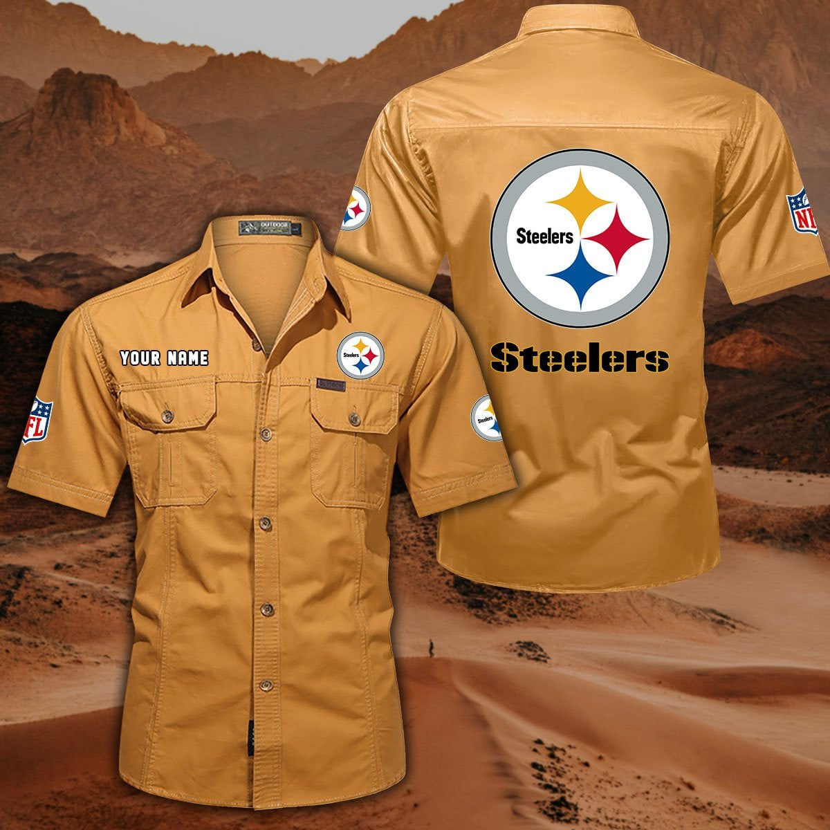 SPECIAL EDITION - NEW CUSTOMIZED NFL14 PSB PITTSBURGH STEELERS MUTICOLOR MEN'S CARGO SHIRT