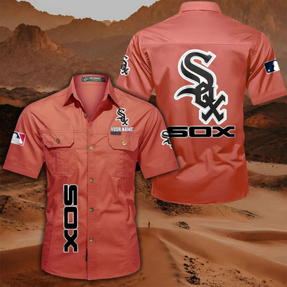 LIMITED EDITION - NEW CUSTOMIZED MLB26 CWS CHICAGO WHITE SOX MEN'S CARGO SHIRT