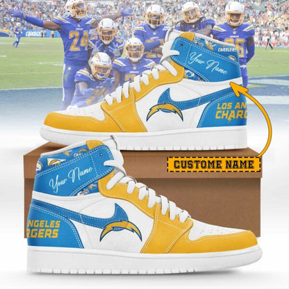 LIMITED EDITION - NEW CUSTOMIZED NFL09 LAC LOS ANGELES CHARGERS AIR JORDAN SNEAKERS