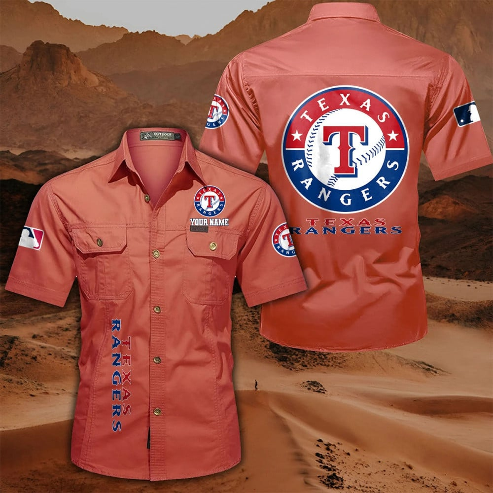 LIMITED EDITION - NEW CUSTOMIZED MLB08 TRS TEXAS RANGERS MEN'S CARGO SHIRT