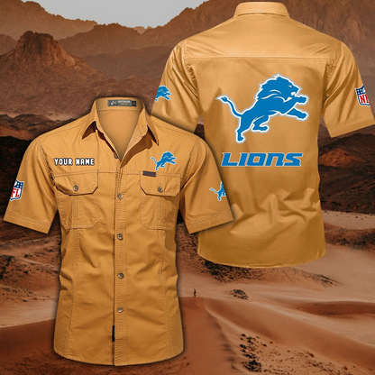 SPECIAL EDITION - NEW CUSTOMIZED NFL04 DTL DETROIT LIONS MUTICOLOR MEN'S CARGO SHIRT