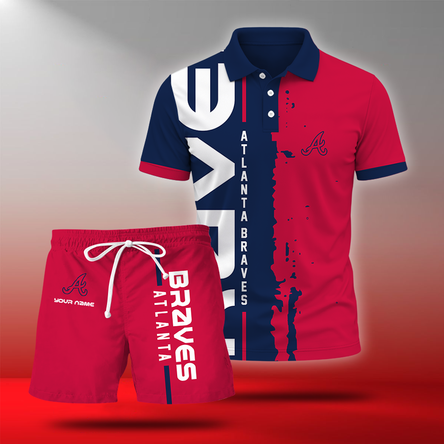 LIMITED EDITION - NEW CUSTOMIZED MLB09 ABS ATLANTA BRAVES POLO & SHORT PANTS SET