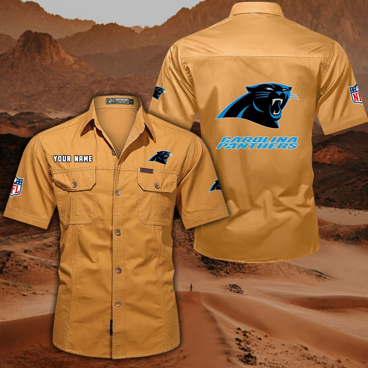 SPECIAL EDITION - NEW CUSTOMIZED NFL23 CLP CAROLINA PANTHERS MUTICOLOR MEN'S CARGO SHIRT
