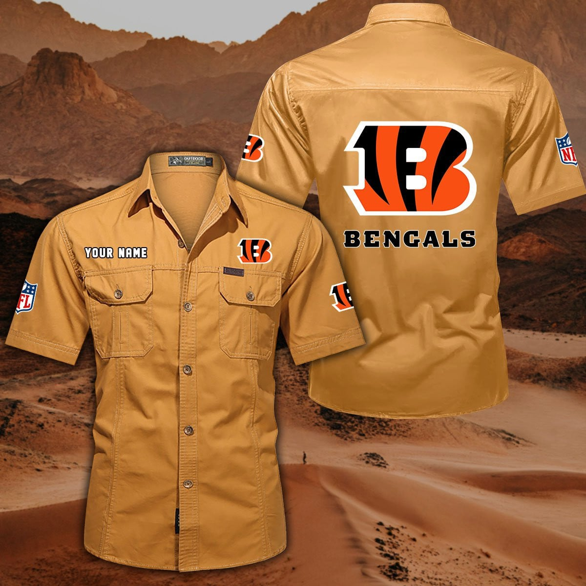 SPECIAL EDITION - NEW CUSTOMIZED NFL16 CCB CINCINNATI BENGALS MUTICOLOR MEN'S CARGO SHIRT
